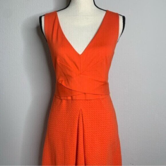 Anthropologie HD In Paris Orange Sleeveless Knee Length A Line Dress - Picture 11 of 17